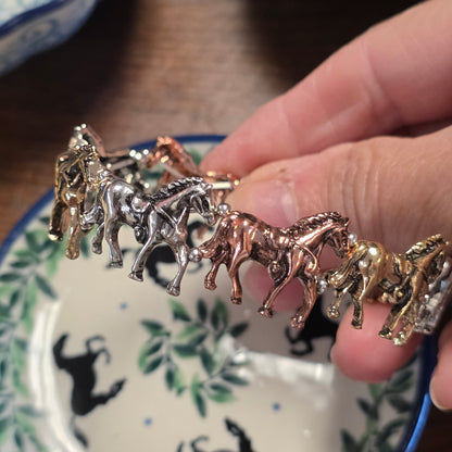 Jewelry Bracelet Horse  lover metal look stretch