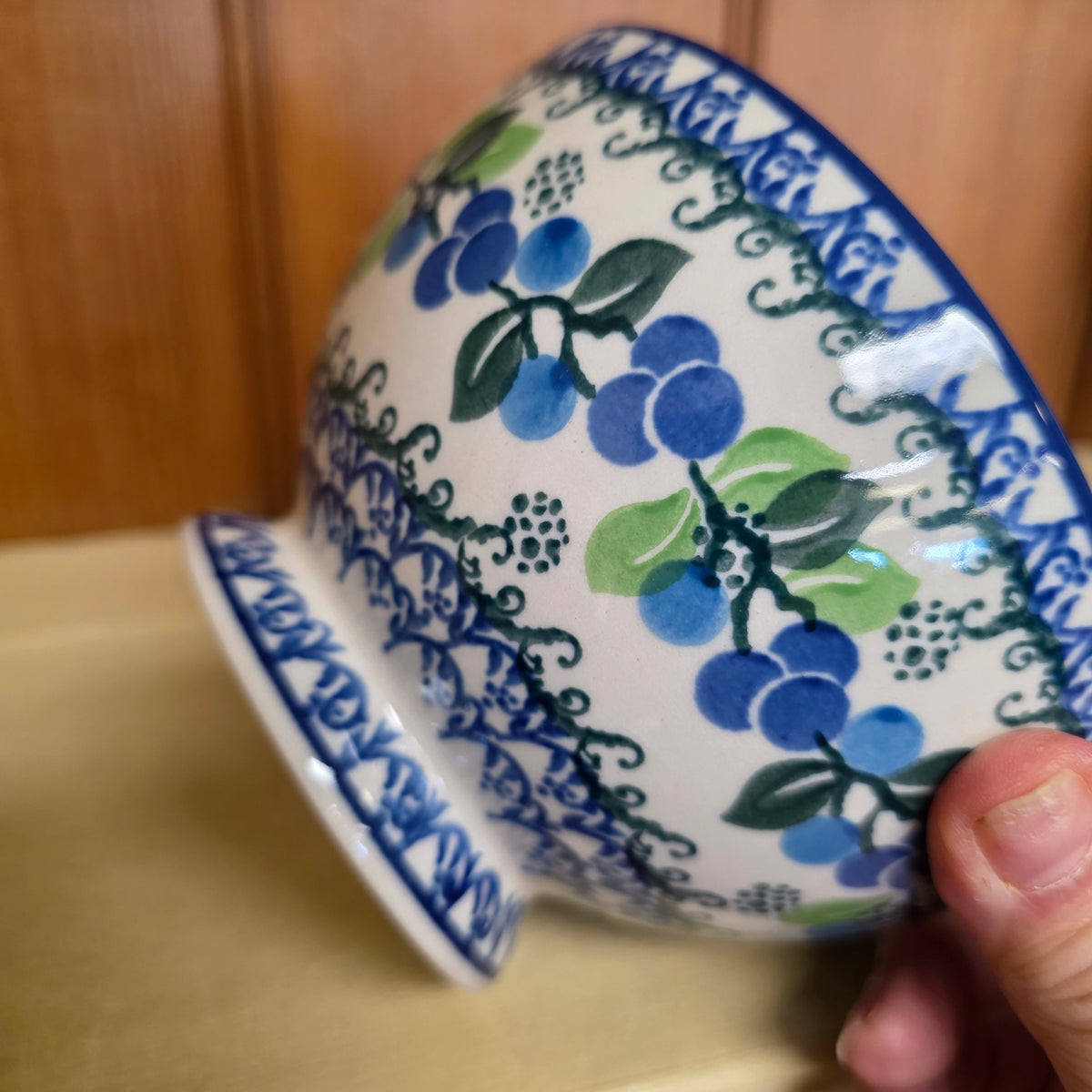Bowl w/Pedestal   5.25"W  206-1416X  Blue Berries pf0526