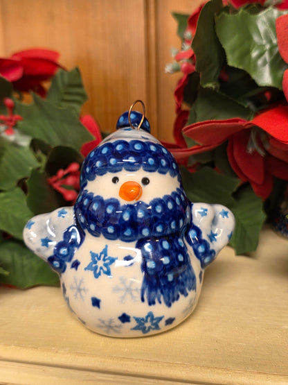Snowman blue scarf / blue flakes (3")