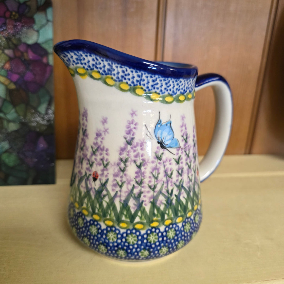 Pitcher 3 cup 5.5"h  ~ ARTX Lavender Buttefly ladybug