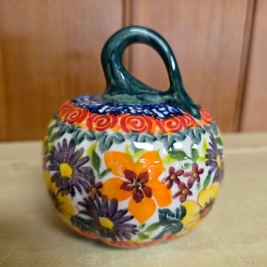 Pumpkin 4" Green Stem / Blue & Orange Ring on top