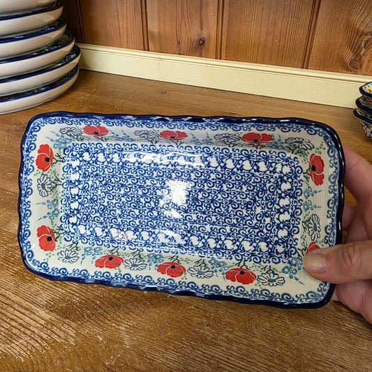Tray Shallow ~ 9" x 4.5"    D15-2901X  Red Poppy Garden pf0526