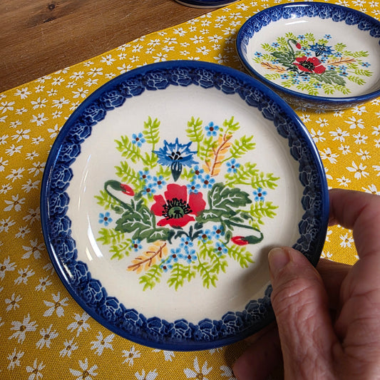 Plate 5.25" ~ lip ~Red Flower