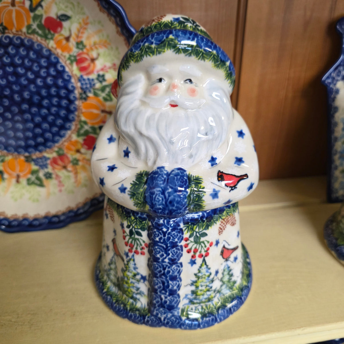 Santa Jar ~ 8" H.  Cardinals  Kalich