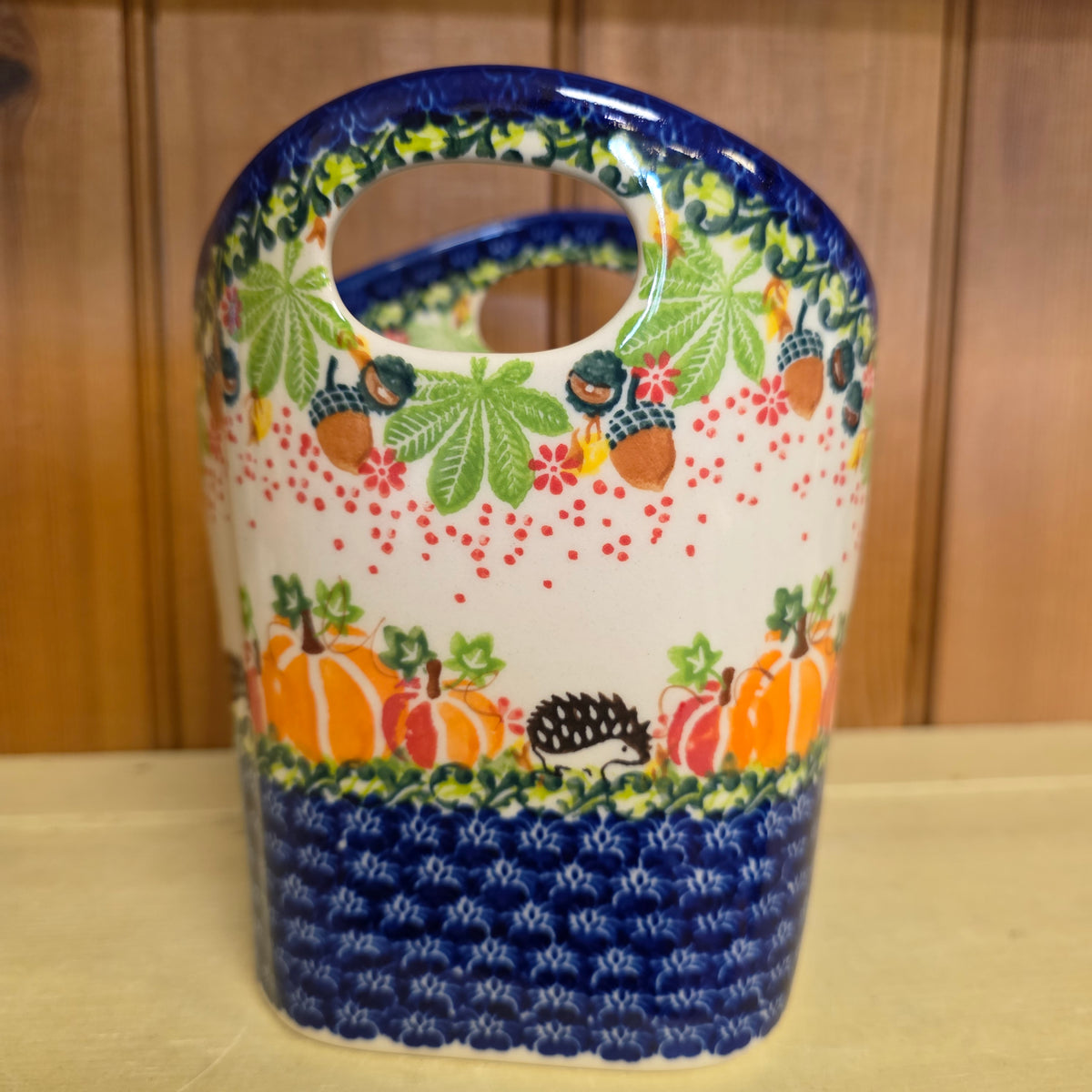 Basket ART /Hedgehog pumpkin Utensil Holder 1103 (6.5" H x 5.5"w)