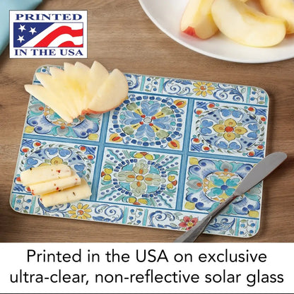 Cutting Board Tiles Morning Bloom / Counter Saver Glass 8" x 10". **Not Polish Pottery