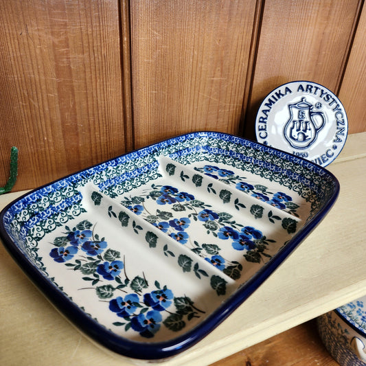 Divided Dish  6.5" x 9.25" 393-2273X  Winter Viola pf0526