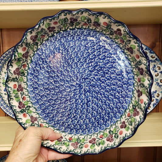 Pie Plate ~ Fluted ~ 10" 636-1418X Burgundy Berry Blue