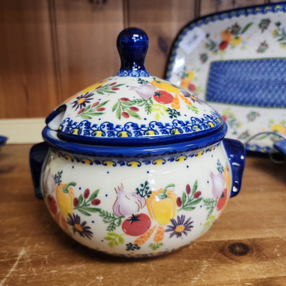 Jar 34 oz / Tureen 7" H  with lid Veggie 1147