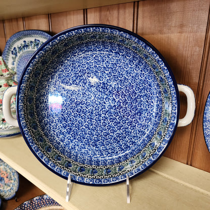 Baker   Round w/ Handles   10"   1513X ~ Peacock Feather