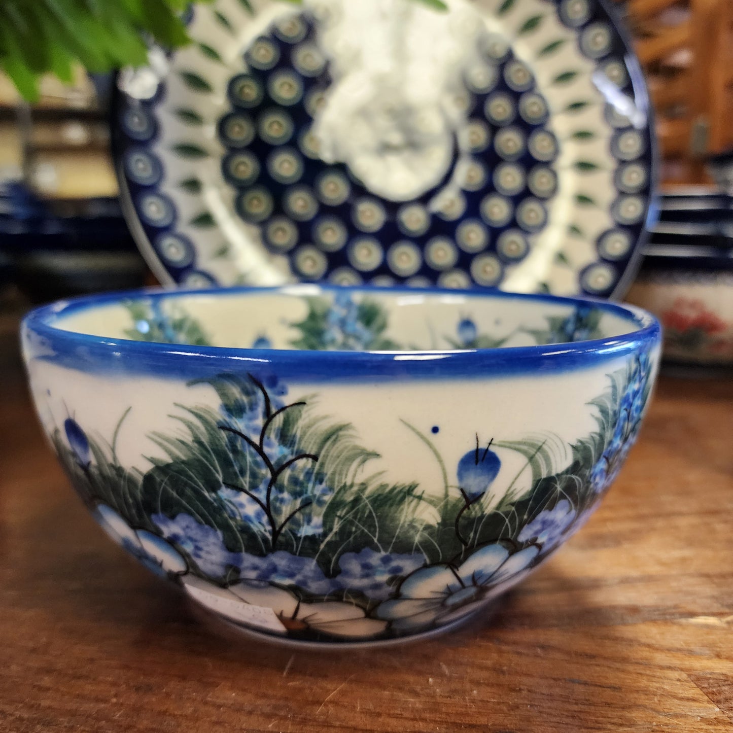Bowl ~ 6" ~ blue grey floral Bold