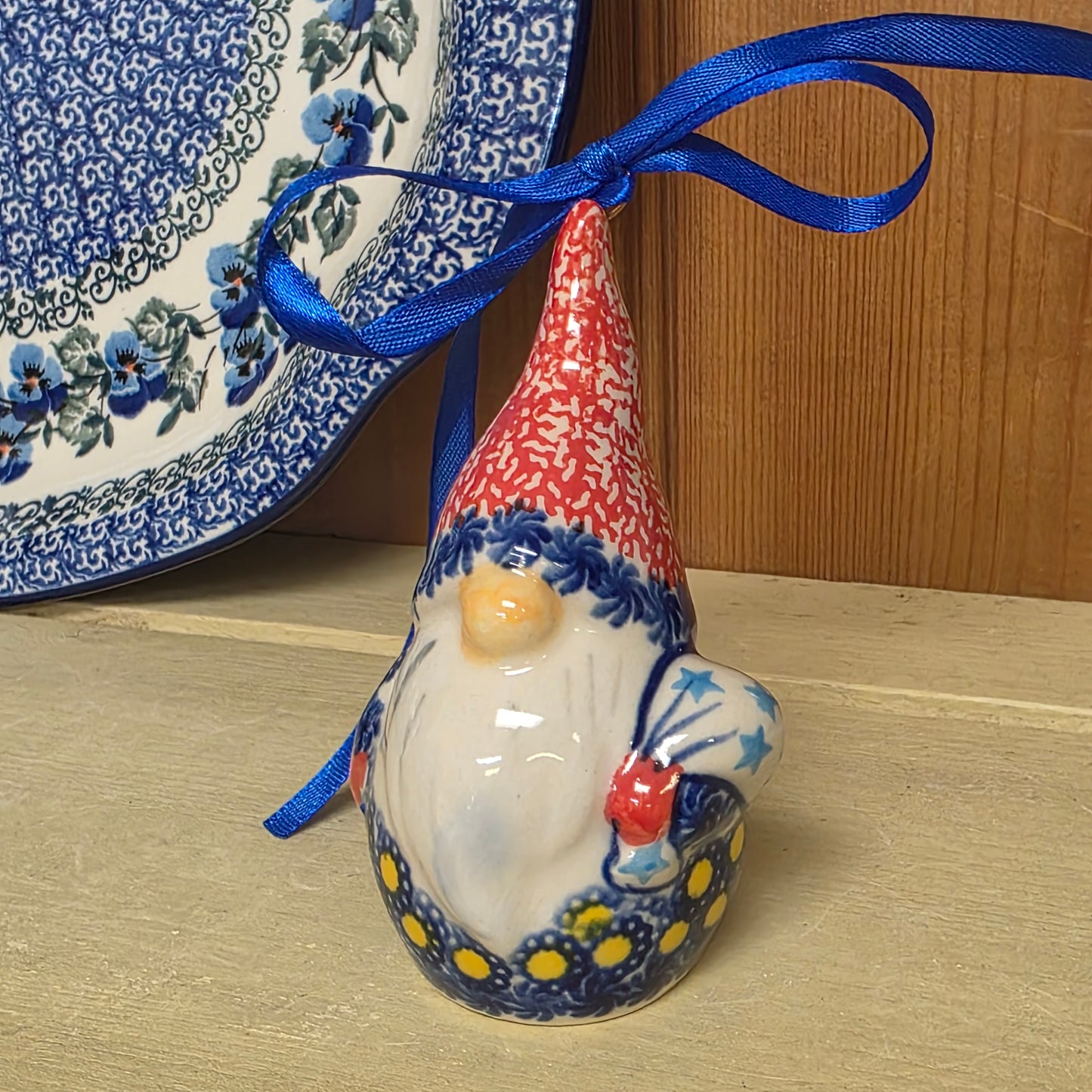 Ornament ~red hat gnome Santa (4")