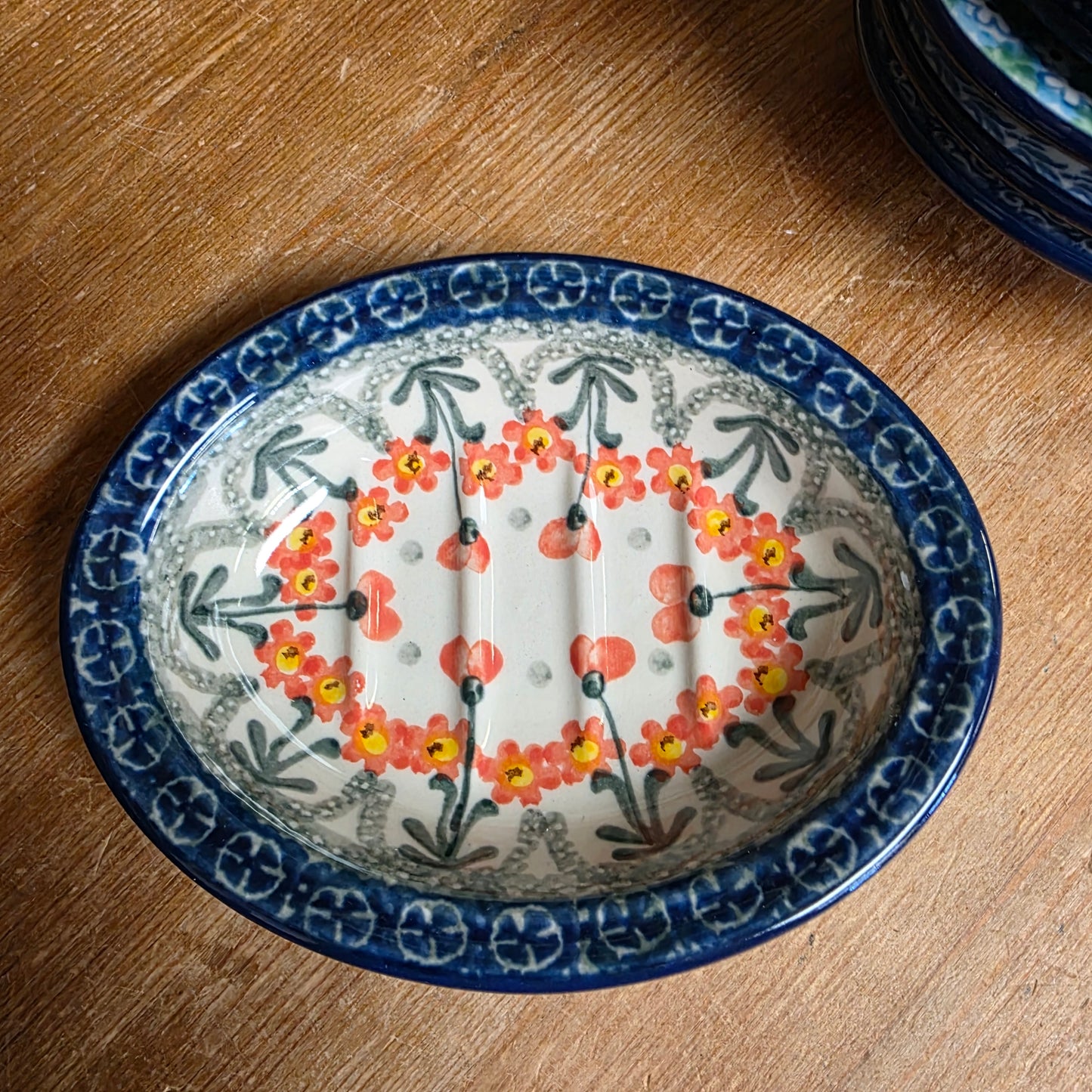 Soap Dish   5.5"  510-0560X  Peach Spring Daisy pf0526