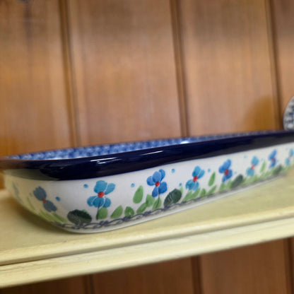 Divided Dish  6.5" x 9.25" 393-2668X  Dutch Iris pf0526