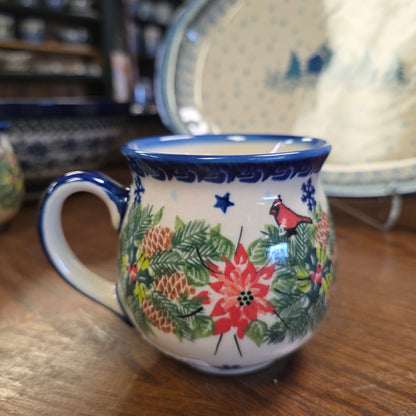 Mug 12 oz small cardinal  poinsettia 710