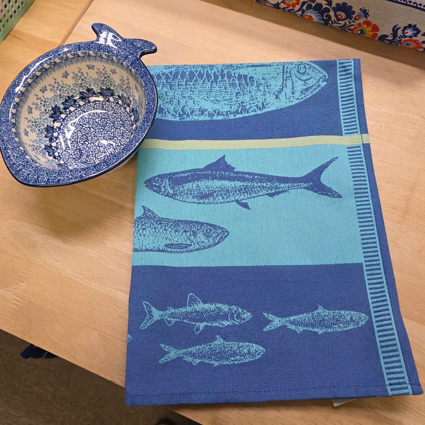 Tea Towel Fish Turquoise 20"x28" European Tea Towel
