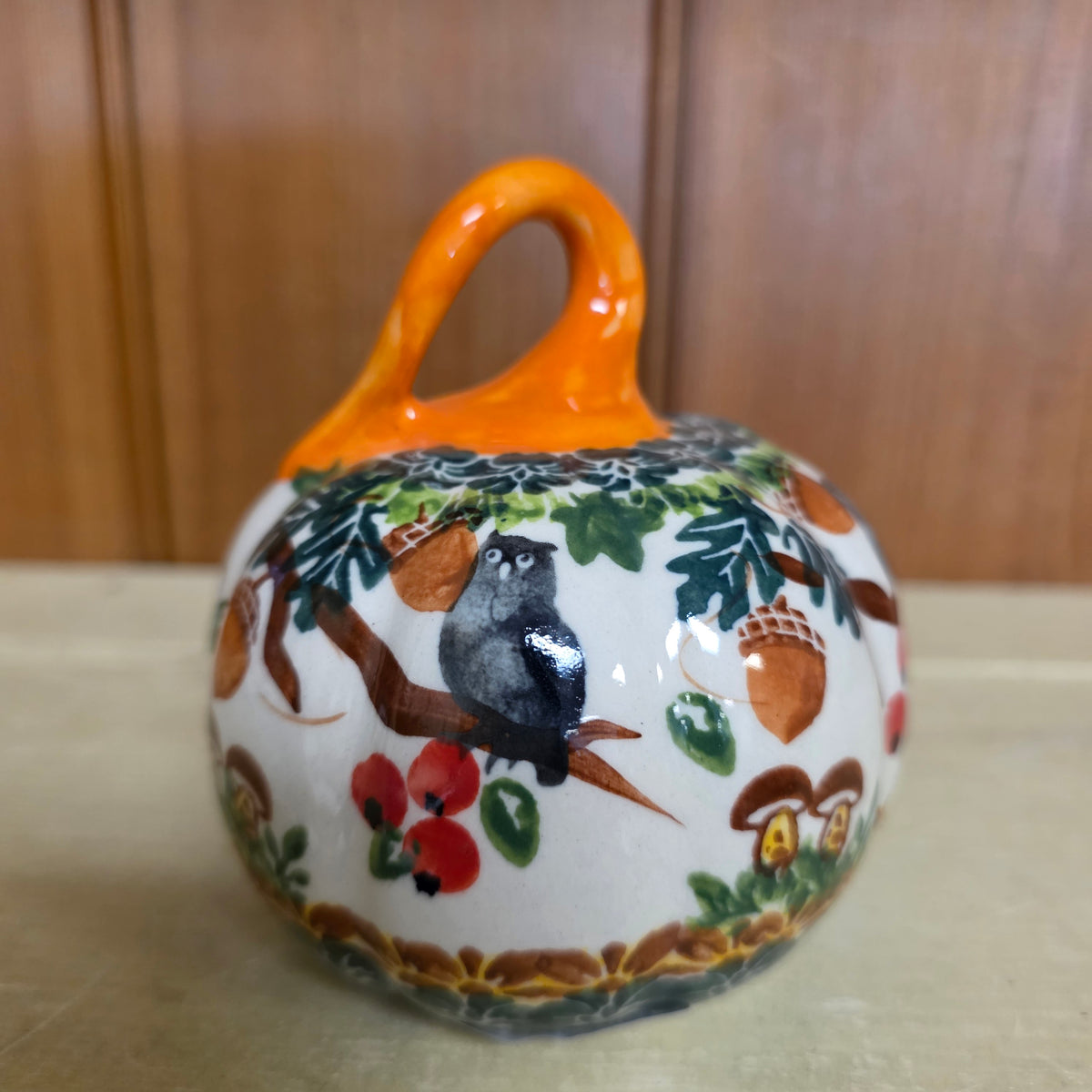 Pumpkin 4" Owl Mushrooms/ Orange Stem