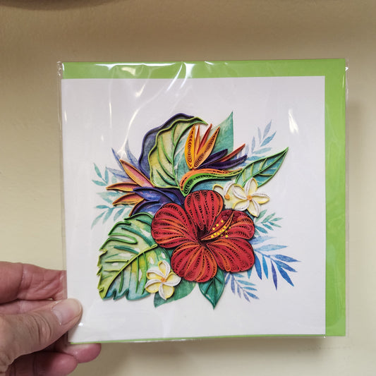 Card ~ Hibiscus red