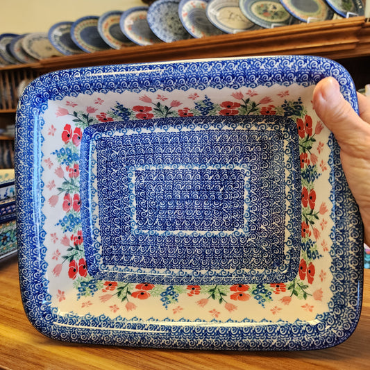 Baker   Rectangular w/Rim   9.25" x 11"L 856-3220X  Whimsical Garden pf0526 Small Lasagna