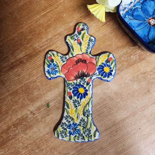 Cross 7.5" x 4.5" Kalich Red Poppy  188