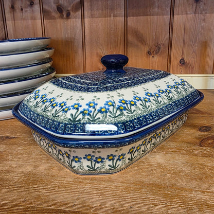 Baker   Covered Casserole   9.5" x 12" 665-0614X  Blue Spring Daisy pf0526