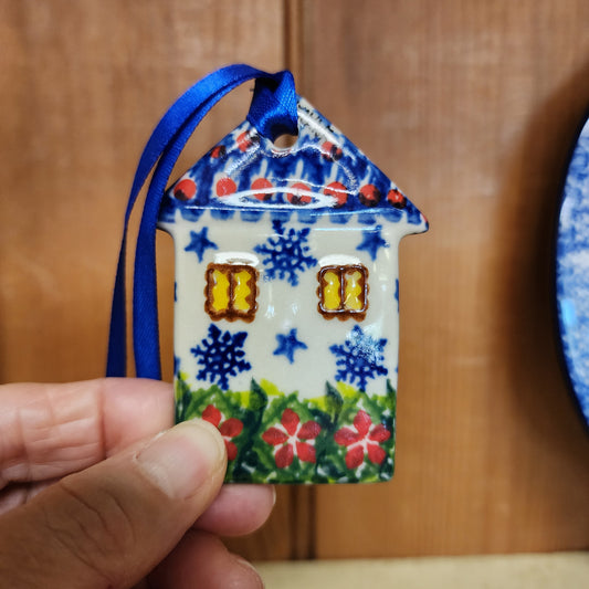 Ornament Flat House red/Blue Roof