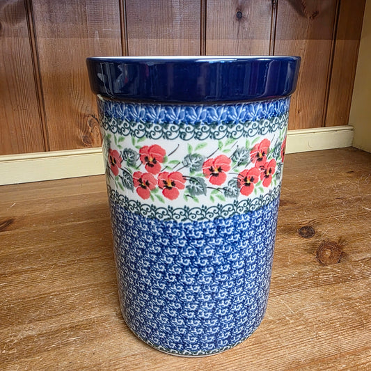 Wine/ Utensil Holder   7.75" H    2538X ~ Red Pansy