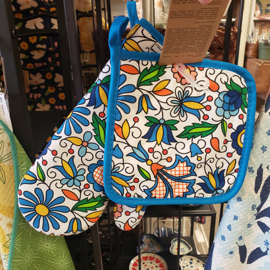 Mitt & Potholder Blue Kaszubian
