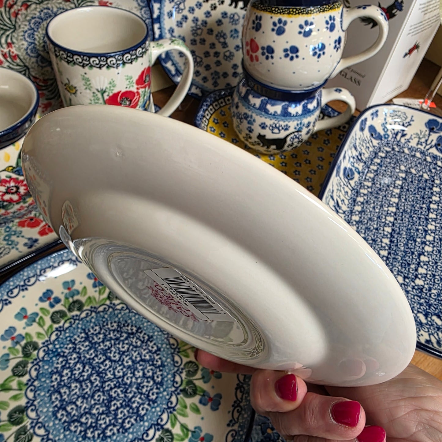 Burleigh ~ RED Plate 6.75"  Calico Cat  *** NOT Polish Pottery