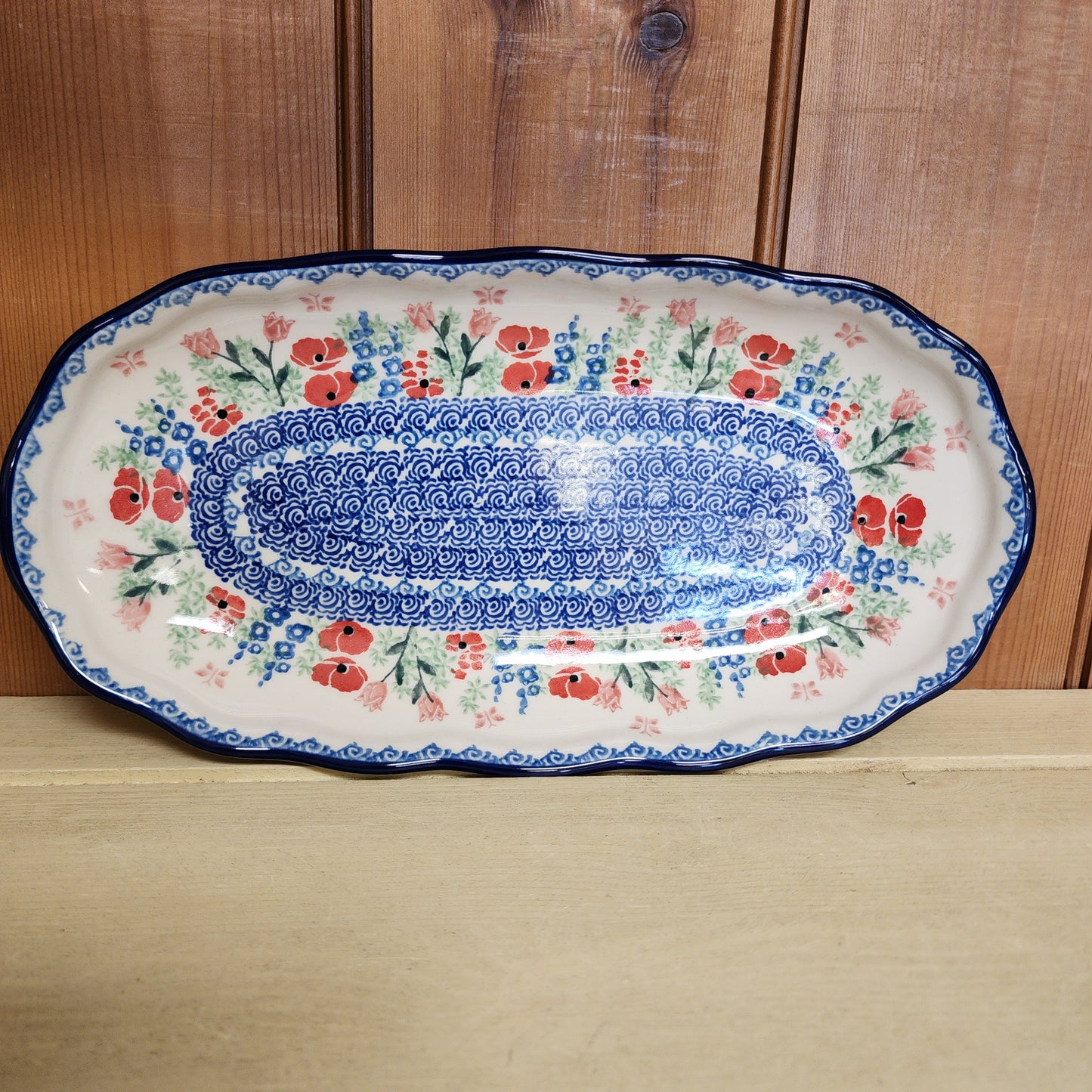 Tray   Scalloped Oval   6.25" x 12.5" A42-3220X  Whimsical Garden pf0526