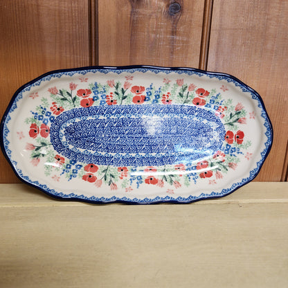 Tray   Scalloped Oval   6.25" x 12.5" A42-3220X  Whimsical Garden pf0526