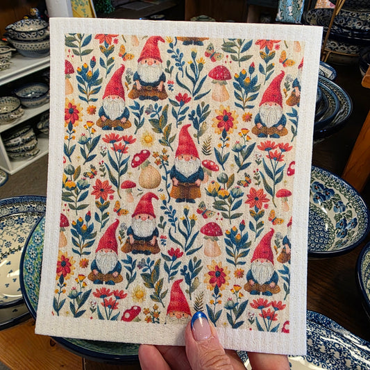 Dishcloth Summer gnomes and mushrooms  (Swedish Dishcloth)