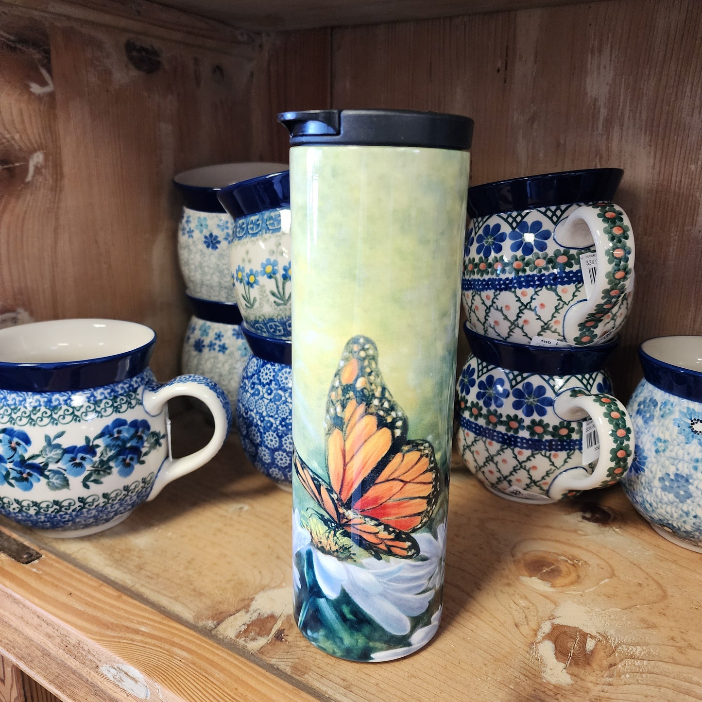 Tumbler / 17 oz  Butterfly **NOT POLISH POTTERY