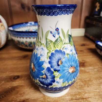 Vase 9" ~ butterfly Blue Colors Flowers UNIKAT ART2