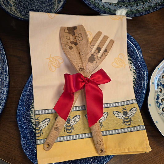 Bundle ~ Bee towel and wooden spoons (Save $10)