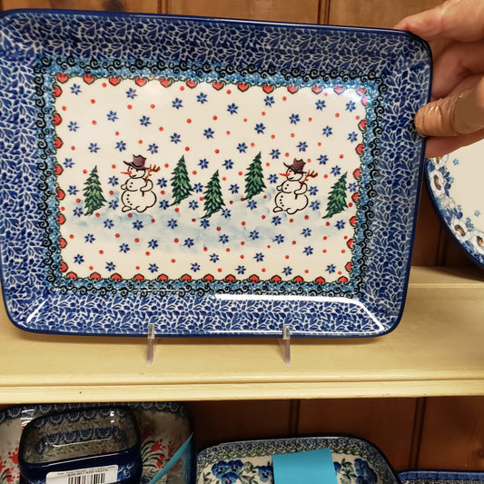 Platter ~ Rectangular ~ 9.5" 111-U4661  Snowman T Liana