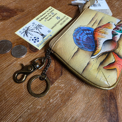 Anuschka ~ Zip Pouch Yellow Seashells