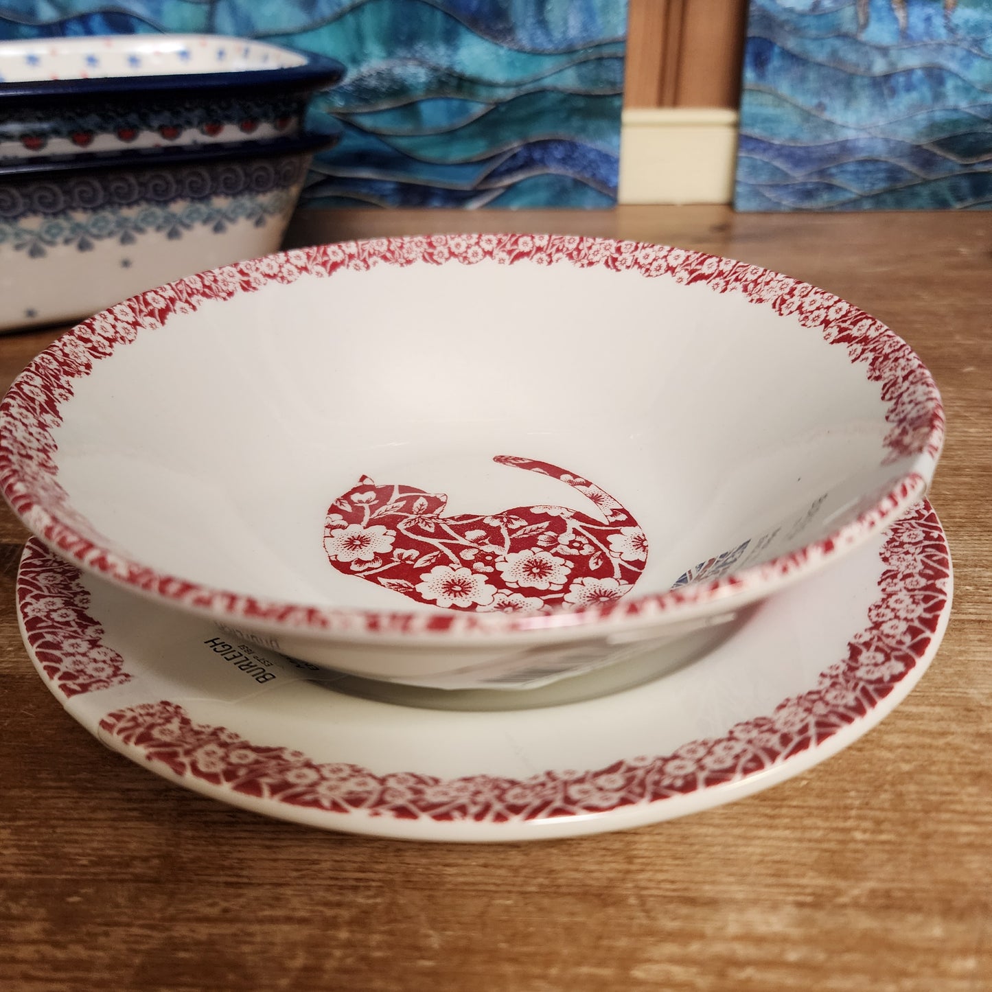 Burleigh 2 pc Bowl & Plate Red **NOT Polish Pottery