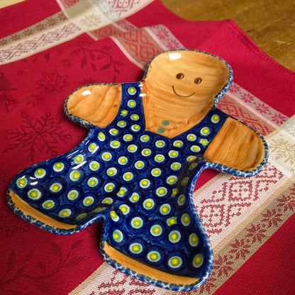 Gingerbread boy Plate Blue 9" x7"