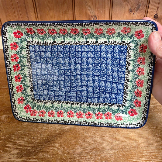 Platter Rectangular 9.5" x7"  111-2222X  Snow Poppy pf0526