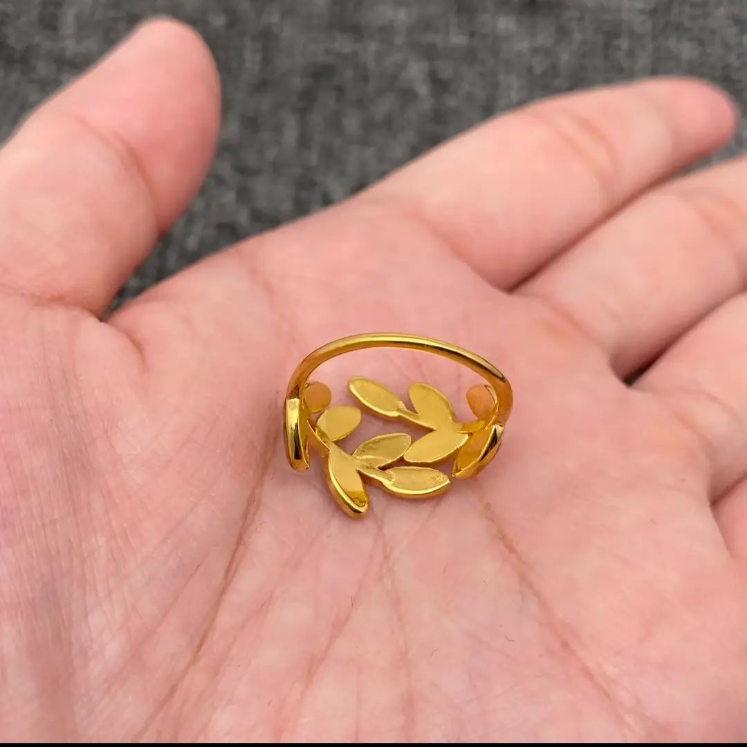 Jewelry ~ Ring Leaf / Abalone 18K Gold Plated