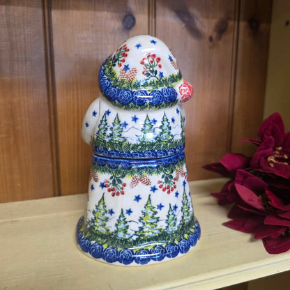 Santa Jar ~ 8" H.  Trees / Pinecone / Cardinal