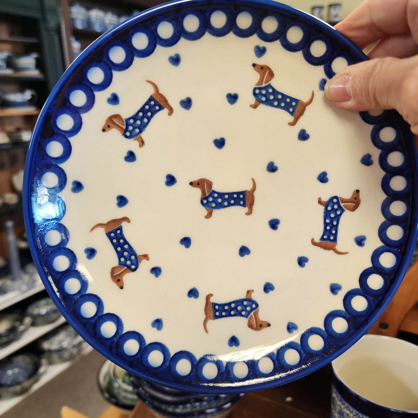Plate ~ 7.5" ~ Dachshund 1322 blue sweater