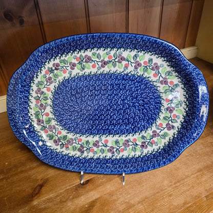 Platter   Oval   11.5" x 15.5"   1418X ~ Burgandy Berry Blue