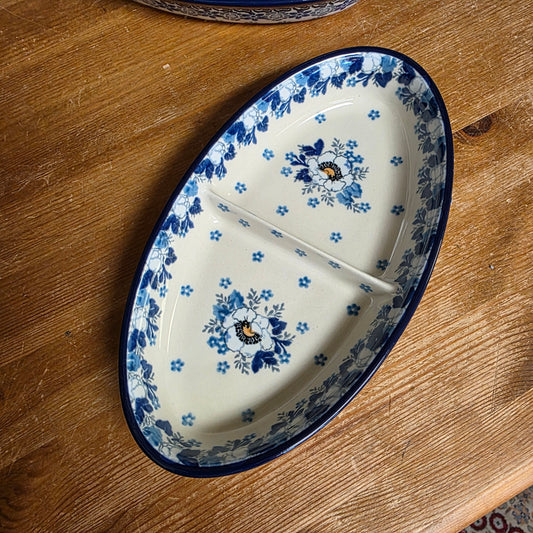 Divided Dish Oval   Small 395-2222X  Snow Poppy pf0526