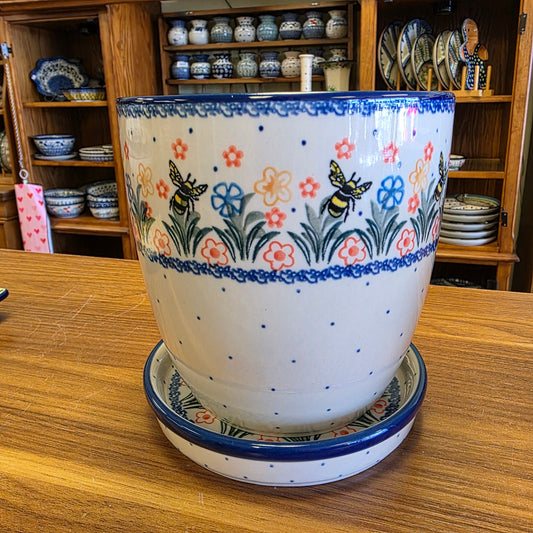 G45 ~ Flower Pot with Drip Plate 6"    G45-2023X  Honey Bee pf0526