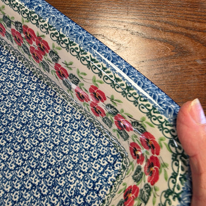 Baker   Rectangular w/Rim   Lasagna    11.25" x 13.75" 2538X ~ Red Pansy