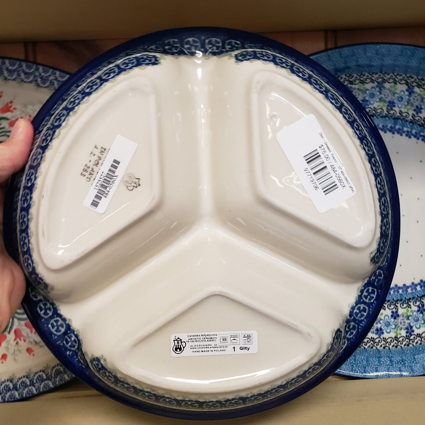 Dish ~ Divided  Round ~ 10" 484-0560X Peach Spring Daisy