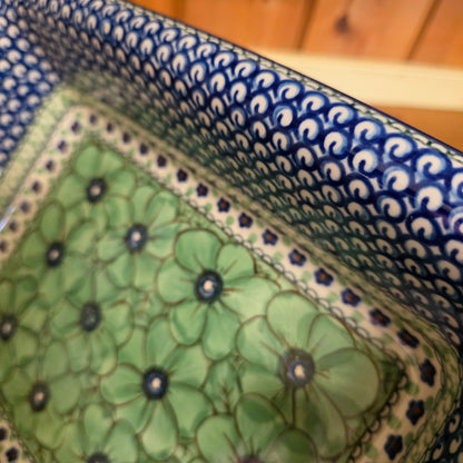 Baker   Rectangular w/Rim 12"x10" U408A ~ U4  Green J. Chyla