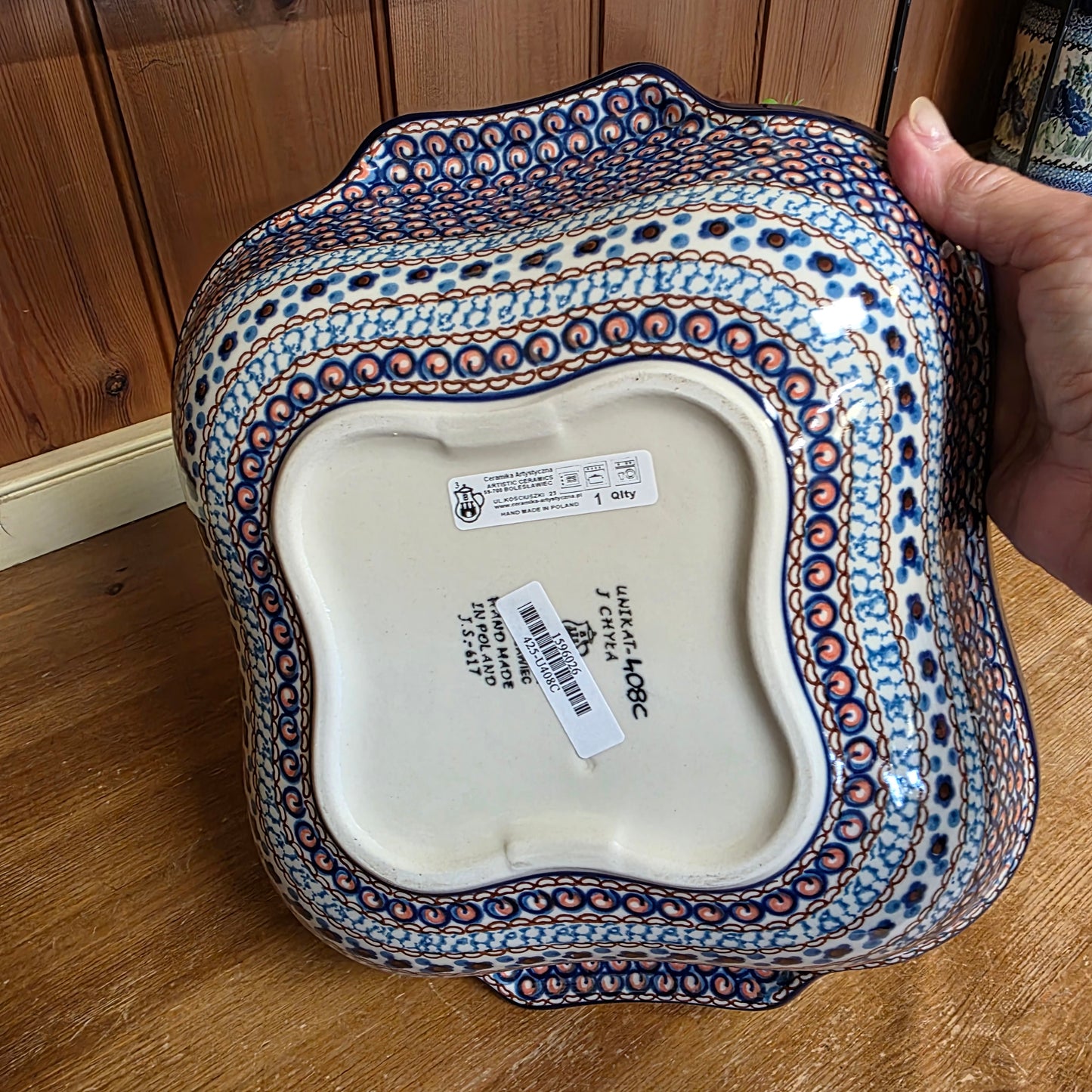 Bowl   Square w/ Handles  425-U408C  U4 pf0526 Blue Jacek Chyla